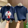 Camiseta base de imitación de dos piezas para niñas, ropa de otoño, algodón puro casual nuevo estilo 2026, camiseta de manga larga para niñas, temporada de otoño
