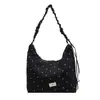 Bolso de Lona con Lunares Nuevo de Primavera y Verano, Estilo Japonés, Moderno y Lindo, Gran Capacidad, Bolso de Hombro para Mujer, Bolso de Mano de Estudiante, Bolso Cruzado