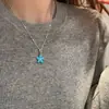 Pingente Flor Azul Klein de Prata S925, Simples e Estiloso, Adequado para o Dia a Dia, Compacto e Versátil, Moda de Luxo Leve com um Toque Refinado