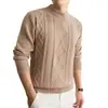 Suéter de tricô grosso para outono e inverno [Estilo Old Money] Suéter juvenil com gola redonda, peça superior espessa e quente, suéter de tricô