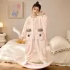Pijama de una pieza para niños, Otoño e Invierno, Franela Engrosada Anti-Patada Cálido Coral Fleece, para Niños Medianos y Grandes, Ropa de Casa para Niñas