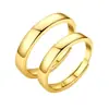 Anillos de Pareja de Moda y Sencillos Estilo Coreano, Anillo Liso Chapado en Oro con Apertura Ajustable, Joyería para Mujer al por Mayor