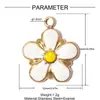 Colgante de Acero Inoxidable con Diseño de Margarita Goteante y Trébol de Cuatro Hojas para Mujer, Colgante de Joyería de Acero de Titanio para Pulsera con Diseño de Girasol y Flor de Cinco Pétalos