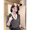 ¡Llegó! Suéter de mujer elegante y versátil para otoño e invierno, suéter de punto de manga larga con cuello redondo, efecto adelgazante