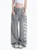 Pantalones casuales de estilo hip-hop americano con bloques de color y estampado de estrellas para hombres y mujeres, cintura elástica, pierna ancha, pantalones deportivos de calle para baile, modernos
