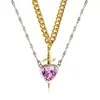 Novo Pingente Criativo de Casal Flecha Atravessando Coração, Conjunto Adaga do Amor Corrente de Diamante para Clavícula Presente de Dia dos Namorados Colar