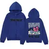 Sudadera con cremallera y estampado de letras de amor de diseño simple y moderno, Sudadera con capucha para hombre