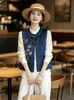 Nuevo chaleco de seda jacquard para mujer estilo chino con intrincados bordados tradicionales y adornos de cuentas, top sin mangas estilo vintage old money