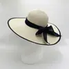 Elegante Sombrero de Sol Plegable de Ala Ancha para Mujer, Sombrero de Paja para Vacaciones en la Costa, Sombrilla de Cúpula con Lazo, Sombrero de Playa