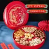 Plato de Dulces Gato de la Suerte Caja de Frutas para el Hogar de Año Nuevo Plato para Guardar Snacks en la Sala de Estar Plato Giratorio de Frutas Chino Plato de Frutas de Año Nuevo