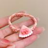 Babero colorido con pequeño anillo para el pelo de animal, adorable y dulce banda de goma para el pelo con forma de corazón para niña, accesorio para el pelo con funda de cuero pequeña para novio.
