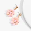 ZA Amazon EU Pendientes de Flor de Resina Siete Pétalos Rosa Pendiente Fresco Colgante Rosa Lindo Flor Tridimensional Pendiente