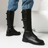 Botas Femininas Cosplay Role-Playing Duas Dimensões Botas de Cavaleiro Britânico Propriedade para Comic Show Sapatos Botas de Cano Alto Pretas
