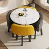Conjunto de Mesa de Centro Redonda Pequena Casual com Quatro Cadeiras para Recepção de Loja de Chá com Leite, Reuniões em Apartamentos Pequenos e Uso em Escritório