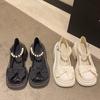 Sapatos de couro pequenos Mary Jane estilo francês femininos 2025 primavera e verão novos sola grossa laço aumentado salto grosso salto alto sapatos de camada única
