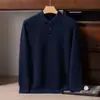 Suéter de Cachemira con Cuello Polo para Hombre, 100% Cachemira Pura, Prendas de Punto Casual de Negocios, Estilo Nuevo, Suéter de Cuello Vuelta para Capa Base, Venta al por Mayor