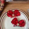 Novo Estilo Coreano Vermelho Ano Novo Doce Laço Grampo de Cabelo Tecido Feito à Mão Crianças Lateral Franja Quebrada Presilha para Mulheres