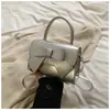 Bolso de Mano Simple con Lazo de Moda para Mujer 2024 Nuevo Verano Versátil Textura Bolso Cuadrado Pequeño Bolso de Hombro Negro