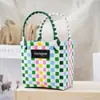Cesta de alimentos a cuadros tejida a mano al por mayor bolso de mano para dama cesta de picnic accesorios para fotografía bolso de mano de marca de moda