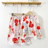 Pantalones cropped de hombros anchos, conjunto de pijama de verano con ribete de encaje, ropa de casa, algodón y seda finos, estilo de verano para mujer
