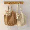 Bolso tejido hueco, estilo casual y relajado para mujer, bolso de paja de gran capacidad, perfecto para vacaciones en la playa, bolso de hombro para la playa