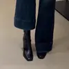 Botas tipo Martin Cuadradas de Punta Gruesa Tacón Grueso Estilo Chanel Otoño e Invierno 2025 Moda Nueva Versátiles Cómodas Cremallera Trasera Botas Ajustadas