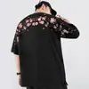 Camiseta Casual de Moda Nacional de Talla Grande con Textura de Alta Gama Ropa de Media Manga para Pareja Camiseta de Manga Corta de Marca de Moda con Bordado de Flor de Ciruelo
