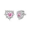 Venta Caliente Transfronteriza Juego de Corazón con Diamante Rosa de Plata de Ley S925 para Mujer, Incrustado con Circonita en Forma de Corazón, Diseño Hueco Simple y Moderno Tres