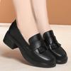 Una generación de mocasines de suela gruesa, zapatos pequeños de cuero estilo británico, zapatos de mujer, zapatos de uniforme de tacón grueso, zapatos negros, un solo zapato