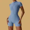 Macacão de zíper multicolorido com gola alta Manga longa Peça única Calça fitness Macacão esportivo justo para bumbum de pêssego