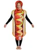 Festa a fantasia de comida engraçada de Halloween traje de cosplay de cachorro-quente traje para apresentação de palco macacão