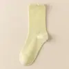 Calcetines de Lana para Mujer, Nuevas Llegadas de Otoño e Invierno, Sencillos y Versátiles, Borde Fruncido, Calcetines Largos de Algodón hasta la Pantorrilla Estilo Ins