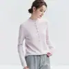 Kangsai Ni ~ Cardigan 100% Caxemira Pura Feminino Gola Meia-Alta Botões Malha Suéter Versátil Casaco Simples