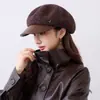 Gorra de boina de tweed patchwork estilo coreano, sombrero octogonal retro y elegante para otoño/invierno, artístico y versátil para ir al trabajo, hace que la cara se vea más pequeña, gorra de pico de pato