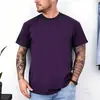 [Camiseta de Algodón Talla Europea] Nueva Camiseta Cultural de Estilo Europeo y Americano de Peso Pesado, Cuello Redondo, Color Liso, para Hombres y Mujeres, Camiseta Casual de Manga Corta, Verde Militar