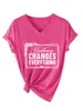 Gentileza muda loja independente Amazon Wish camiseta feminina confortável e versátil de manga curta com decote V