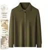 510g lana de cachemira seda de morera chaqueta de manga larga tejido suéter para hombre para invierno cálido casual