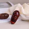 Ornamento de Mão Esculpido em Sândalo Roxo de Pupa de Cigana, Brinquedo de Pupa de Bicho-da-Seda de Madeira, Peça de Mão Portátil e Giratória de Pupa de Bicho-da-Seda