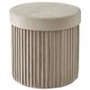 Banqueta Redonda Multifuncional com Armazenamento, Banqueta de Tecido para Sala de Estar, Banqueta de Sofá Preguiçoso, Banqueta de Armazenamento em Veludo Holandês Amassado