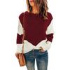 Deseo Suéter tipo jersey de punto con cuello redondo y base de color contrastante para mujer, estilo europeo y americano, para otoño e invierno.