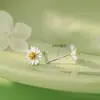 Pendientes de Margarita Pequeños de Plata de Ley S999 con Pasador de Plata Estilo Pastoral Fresco Pequeño Moda Simple Dulce Pendientes para Cuidado de Perforaciones Pendientes Dropshipping