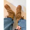 Botines con Tiras Estilo Páramo de la Primera Temporada para Mujer, Botines Cortos Retro Occidentales con Tacón Oculto, Versátiles y Adelgazantes, Botas de Caballero