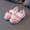 Sapatos de Hanfu para Meninas Primavera e Outono Estilo Chinês Sapatos de Pano Antigos de Pequim Sapatos com Saia Rosto de Cavalo Sapatos Bordados de Estilo Antigo para Crianças