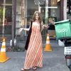 Vestido Diagonal a Rayas Retro Francés Talla Plus, Nuevo Estilo Verano 2026, Corte Ajustado, Favorecedor, Realza el Tono de Piel, Vestido Largo Estampado