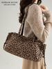 Nova Bolsa de Ombro Suede Outono e Inverno para Mulheres Super Popular Design de Estampa de Leopardo Nicho Bolsa de Mão Versátil Retrô