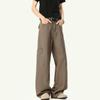 Jeans de Trabalho Retro Americano Cor de Café para Homens e Mulheres, Marca Tendência Primavera e Outono, Design Solto, Calças Longas Retas de Perna Larga