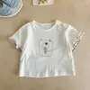Camiseta de Algodón Puro para Bebé 2026 Verano Nuevo Estilo Niña de 1 Año Dibujos Animados Manga Corta Fina Versátil Top Corto para Niñas