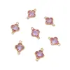 Cobre Relleno de Oro de 14K Borde de Circonita de Cristal Trébol de Cuatro Hojas Colgante Doble Accesorios Hecho a Mano DIY Colgante Accesorios de Joyería Al por Mayor
