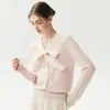 Intelectual e elegante~Novo cardigã de caxemira outono e inverno para mulheres, com design fluido, suéter de tricô, cardigã curto e peça de outer wear