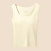 Camisola de Color Sólido con Almohadillas en el Pecho, Corte Ajustado, Capa Base Cálida, Sin Mangas, Espalda Bonita, Top con Copa Integrada para Mujer